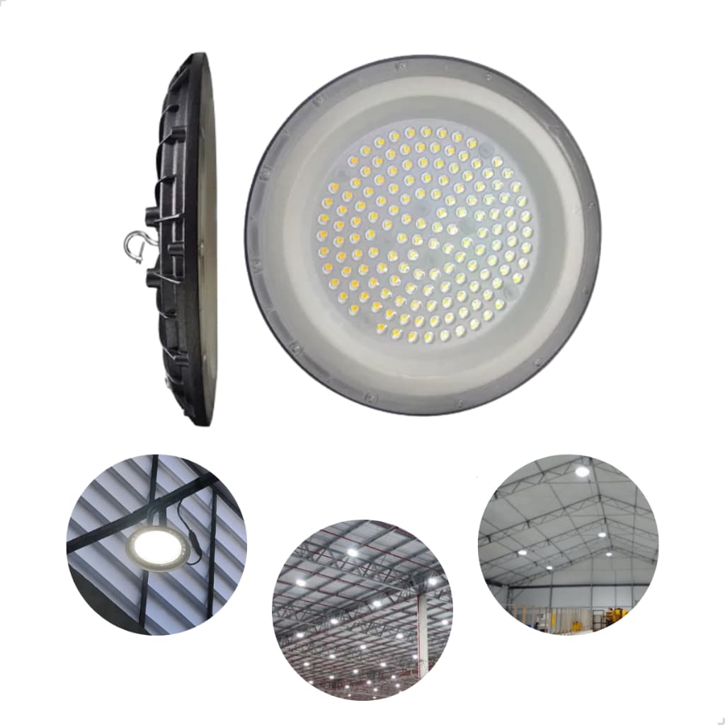 Luminária Industrial Led High Bay Ufo Galpão Ip66 100w Cor Preto Cor da luz Branco frio Bivolt