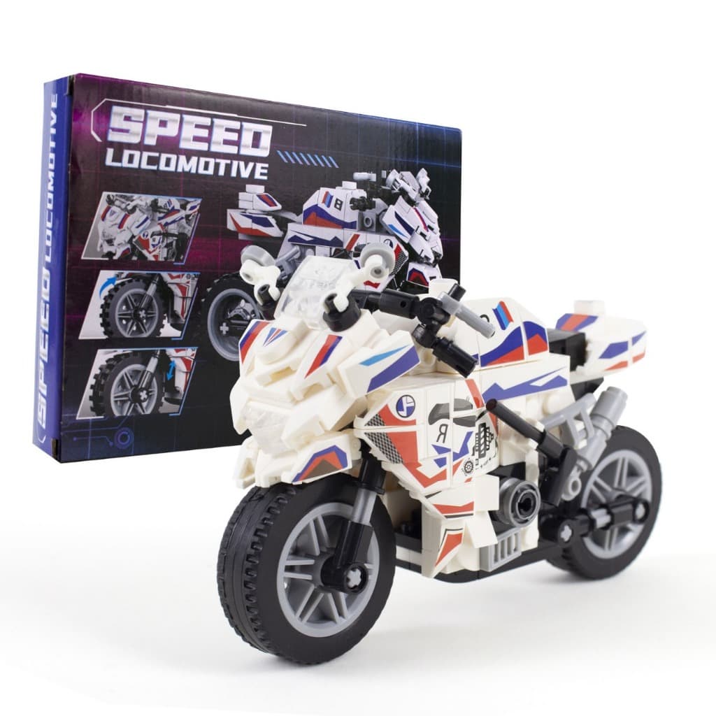 Moto de Montar Speed Locomotive – Blocos Encaixáveis, Modelo Esportivo, Brinquedo Educativo