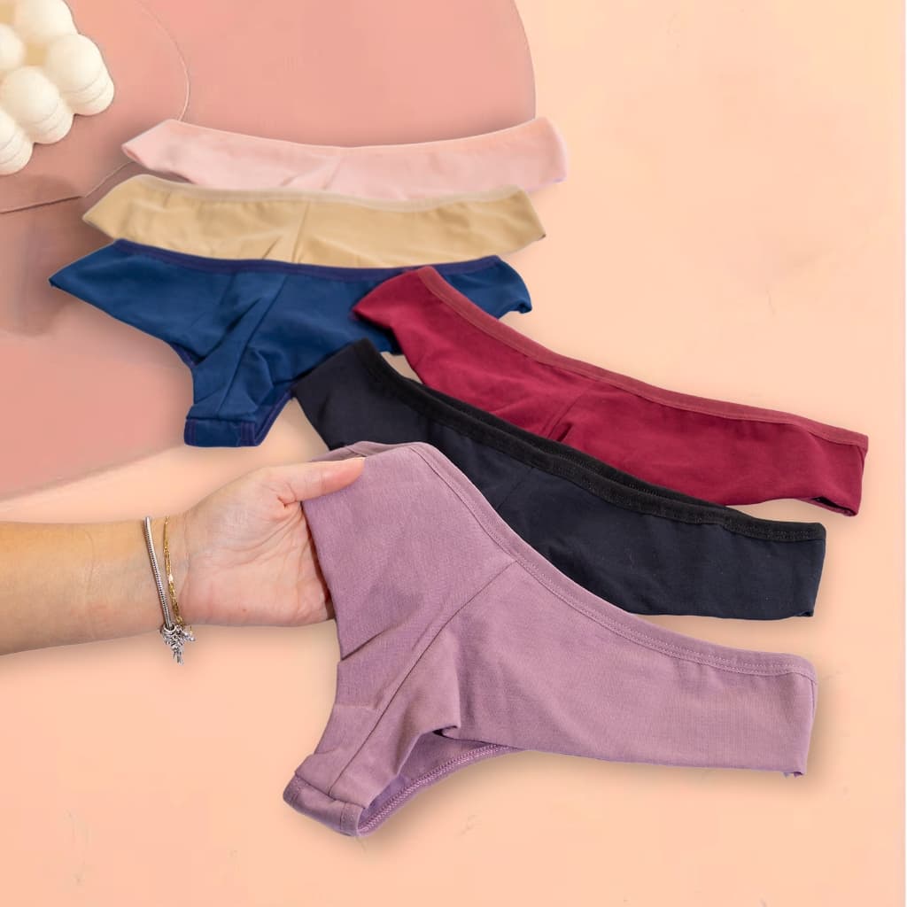 Kit 5 Calcinhas Femininas Fio Duplo Algodão Respirável Não Marca na Roupa