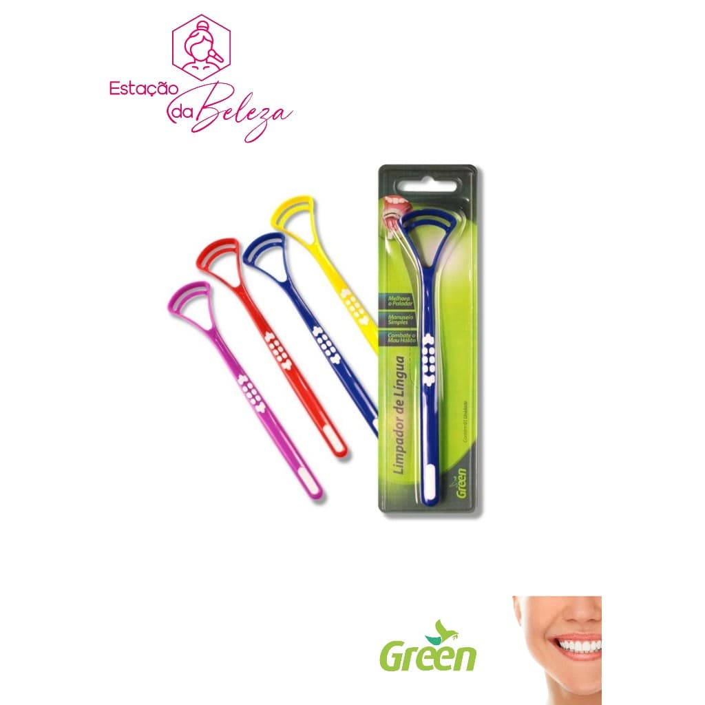 Raspador/higienizador/escova para limpeza de lingua linha profissional green dental.
