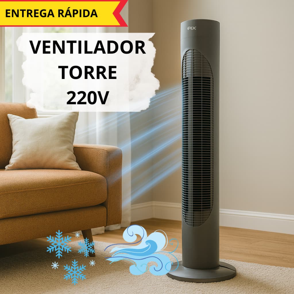 Ventilador Torre Elétrico 127v/220v 3 Velocidades Silencioso Oscilante Potente Circulador