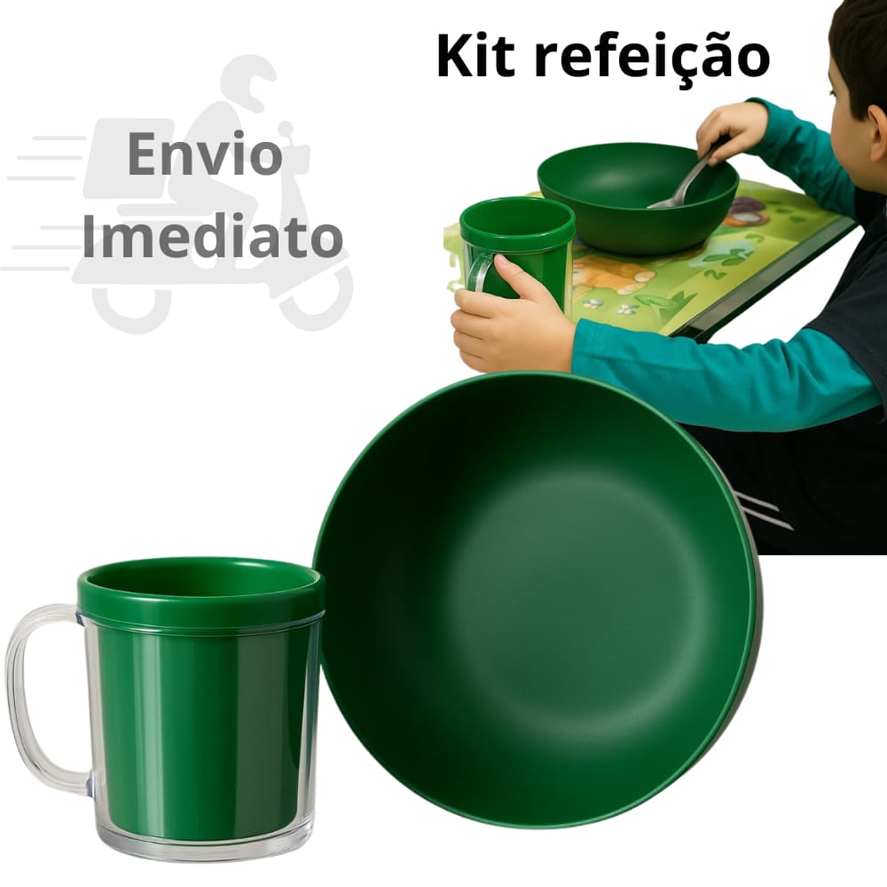 Kit alimentação infantil merenda escolar para alimentação refeição prato e copo 2 peças