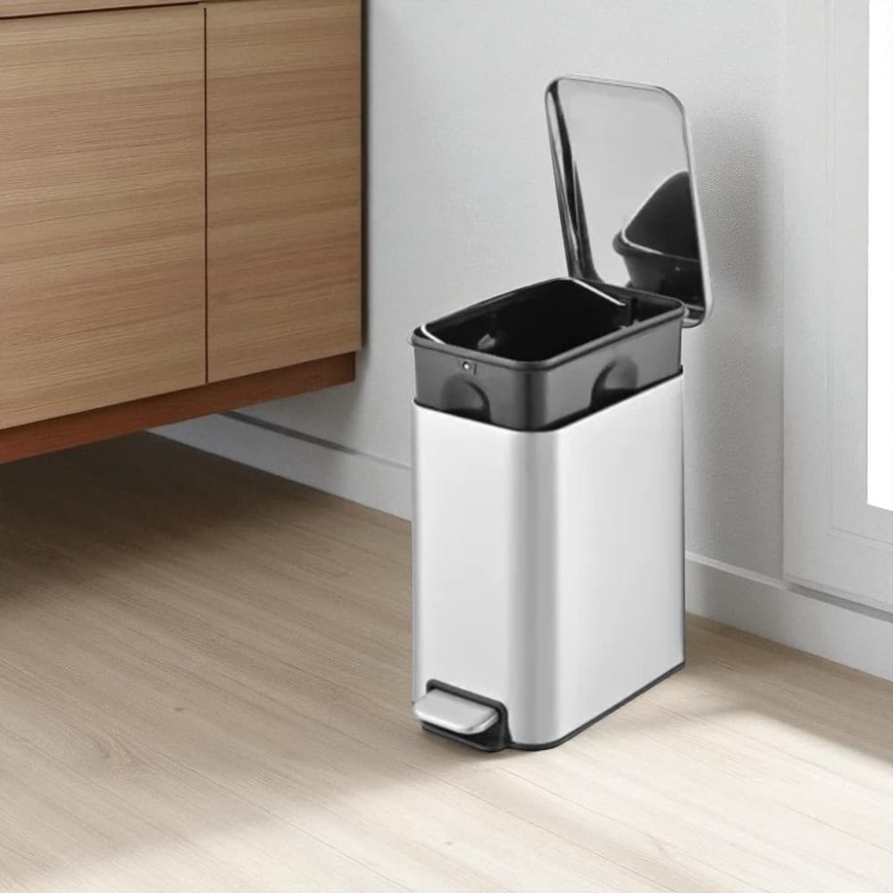 Lixeira Inox Retangular Multiuso 5 Litros Design Moderno Durável Cozinha Banheiro Escritório