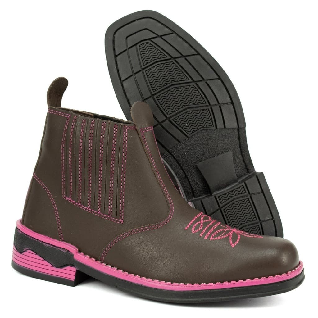 Bota Botina Feminina Country Festa Junina Couro Bordada Leve e Resistente