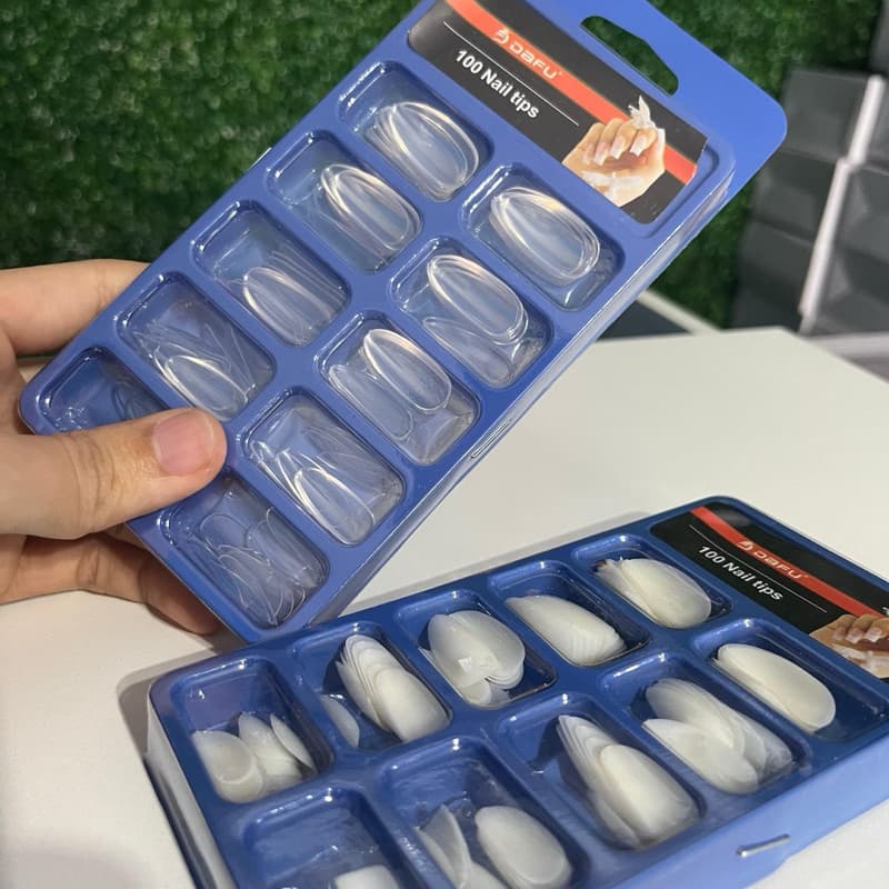 Postiça Dafu Formato Almond Transparente e Leitosa 100 Unidades