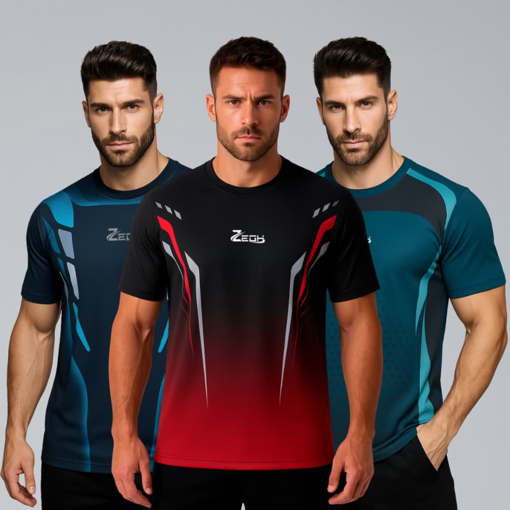 Kit 3 Camisas Camiseta Dry Fit Zegh Para Treino Academia Corrida Crossfit Esporte Masculina