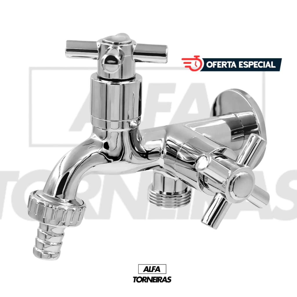 Torneira Tanque Maquina Lavar 2 Saídas Abs Cromado 1/4v