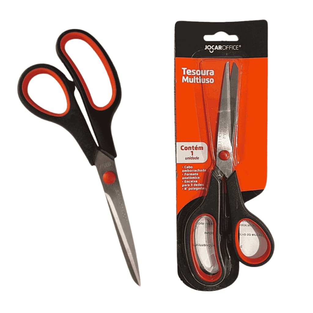 Kit 2/3/4 Tesouras Multiuso Cabo Emborrachado Grande 8 Polegadas Cozinha Escritório Escola Jocar Office