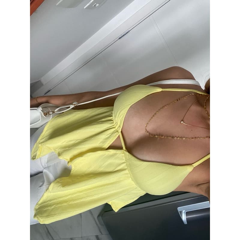 Bata Branca com Bojo Decote Alça Fina Tecido Texturizado Casual Boho Chic