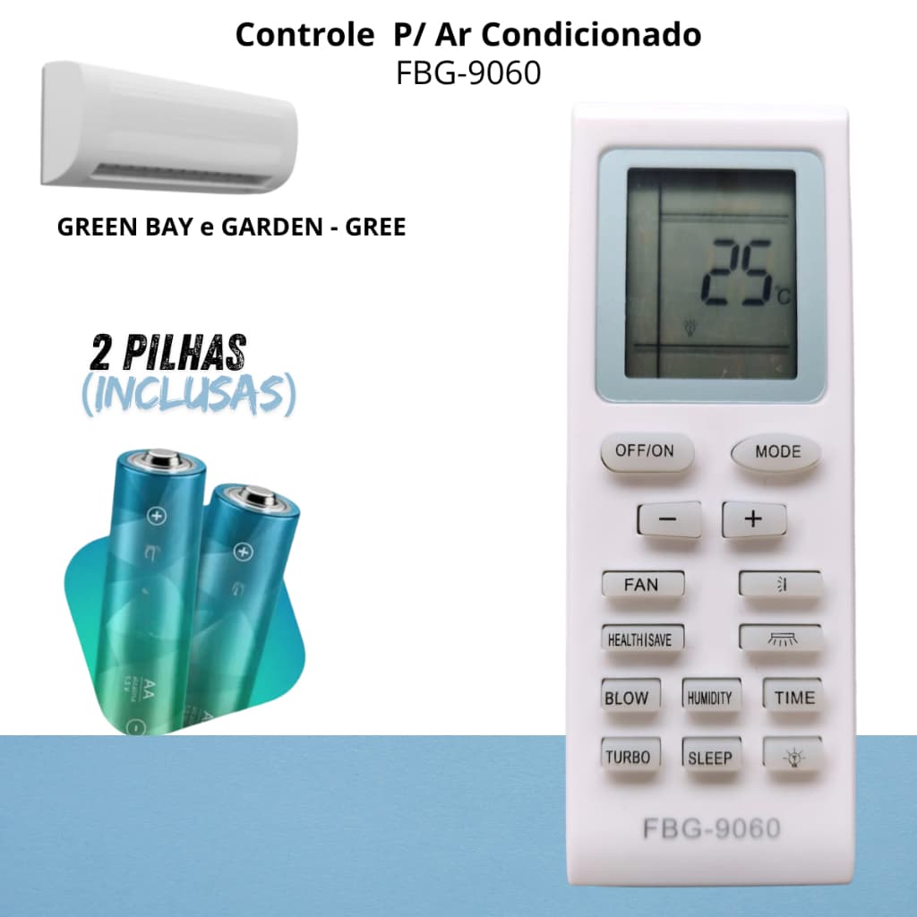 Controle Remoto Para Ar Condicionado Gree Split  GREEN BAY e GARDEN - GREE FBG 9060 FBG