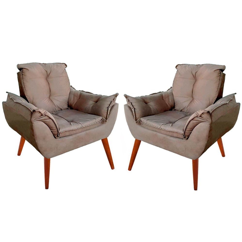 Kit 2 Poltronas Decorativa Opala - Poltrona Para Recepção - Poltrona Para Sala De Estar E Recepção