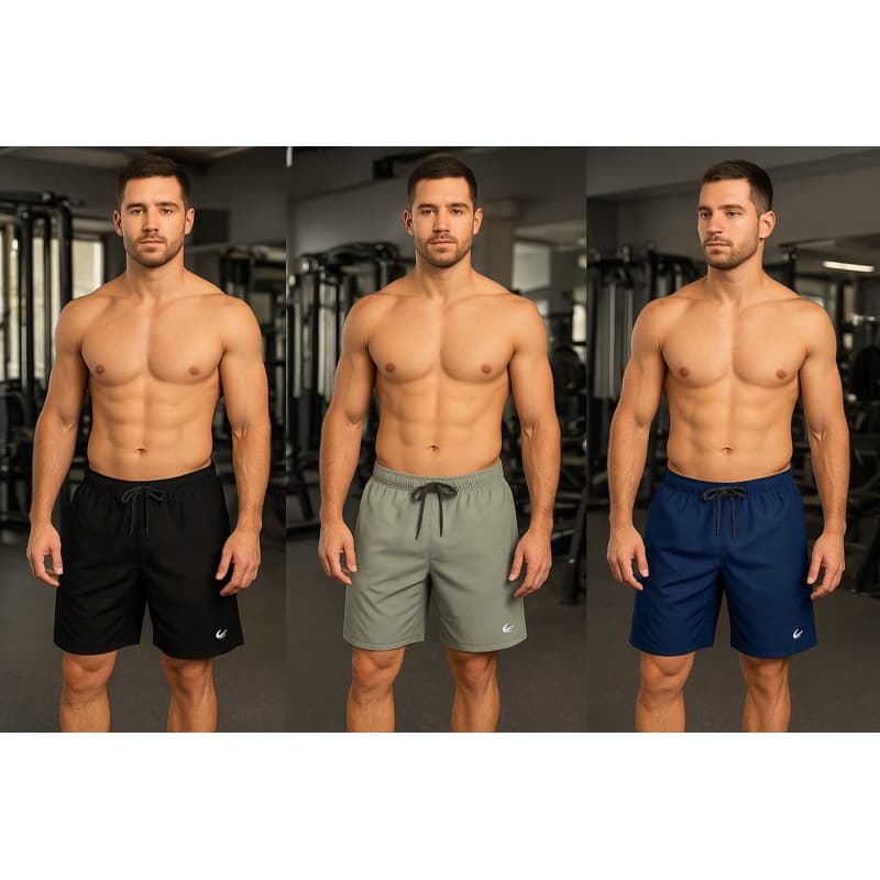 kit 3 bermudas mauricinho shorts tactel masculino