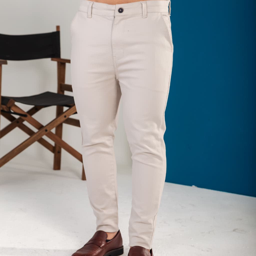 Calça Social Slim Sarja Lycra Alfaiataria Skinny Masculina Sarja Premium Haryn