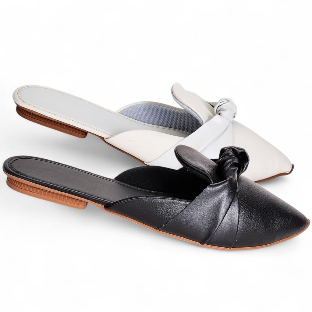 Kit 02 Mule Feminino Nó Confortável Leve Macio Casual Tendência Elegante Moderno Fashion