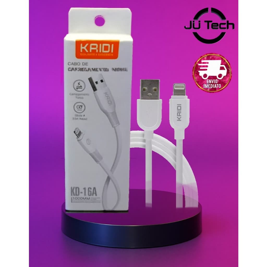 Cabo Carregador Turbo Rápido Reforçado Kaidi 3.0A  IPHONE - Lightining Original carregamento turbo