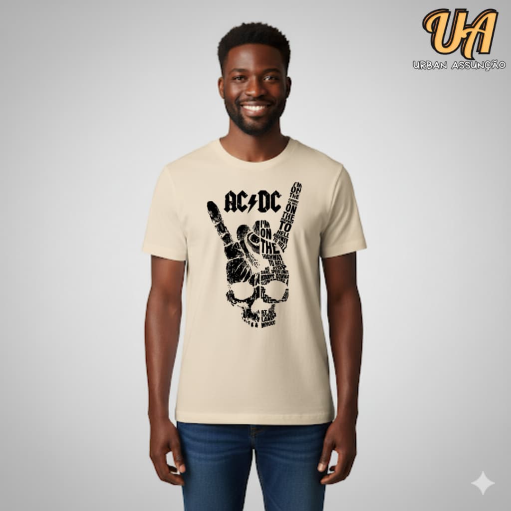 Camiseta Masculina Unissex Estilo Rock AC/DC Plus Size e Oversized Streetwear Rock In Roll - 100% ALGODÃO