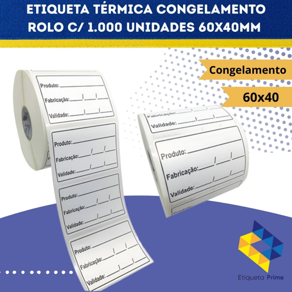 1000 Etiqueta Validade Congelamento 60x40mm