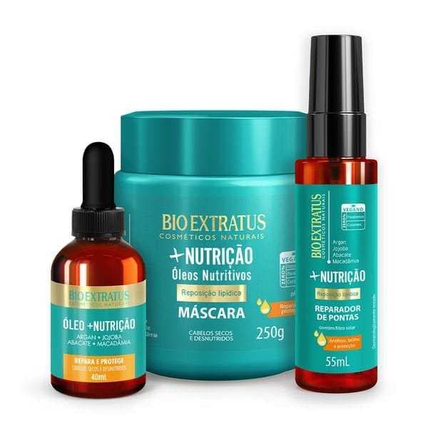 Kit +Nutrição Máscara (250g), Óleo e Reparador de Pontas Bio Extratus