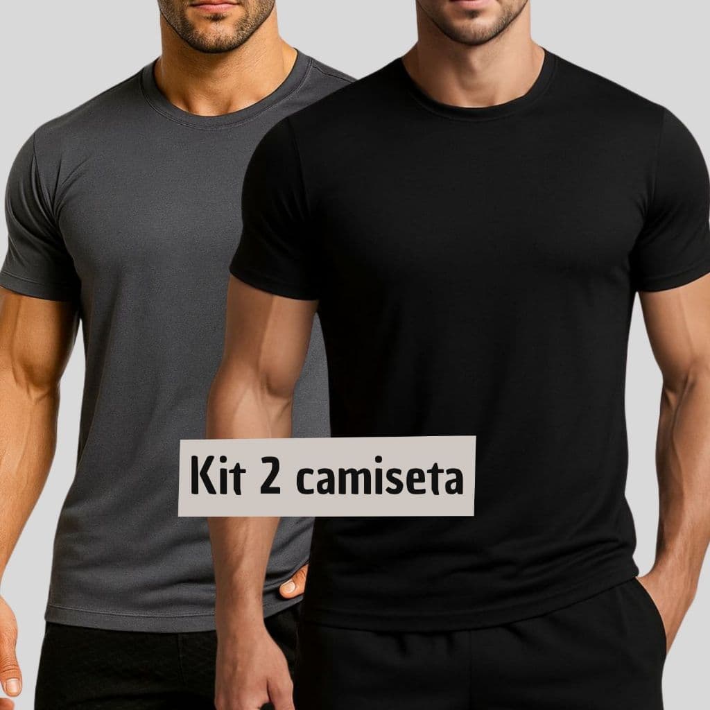 Kit 2 Camiseta Masculina Dry Fit Básicas}  Academia Treino Esporte  Exercícios Corrida Respiravel dia a dia 100% algodão