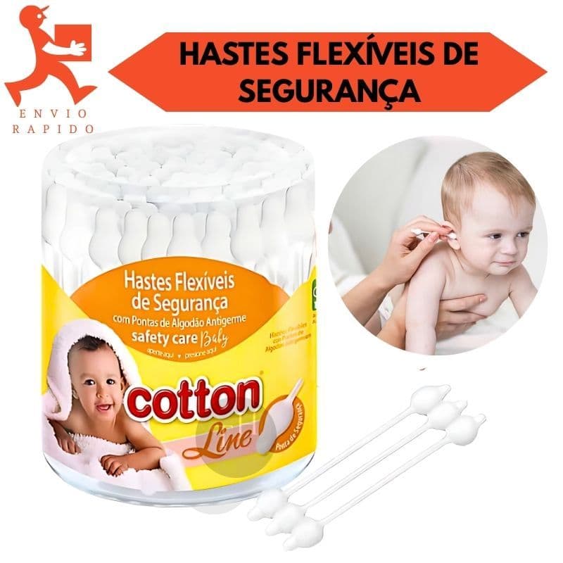 Hastes Flexíveis Com Pontas De Segurança Para Bebês Cotton Line 45 Un Cada