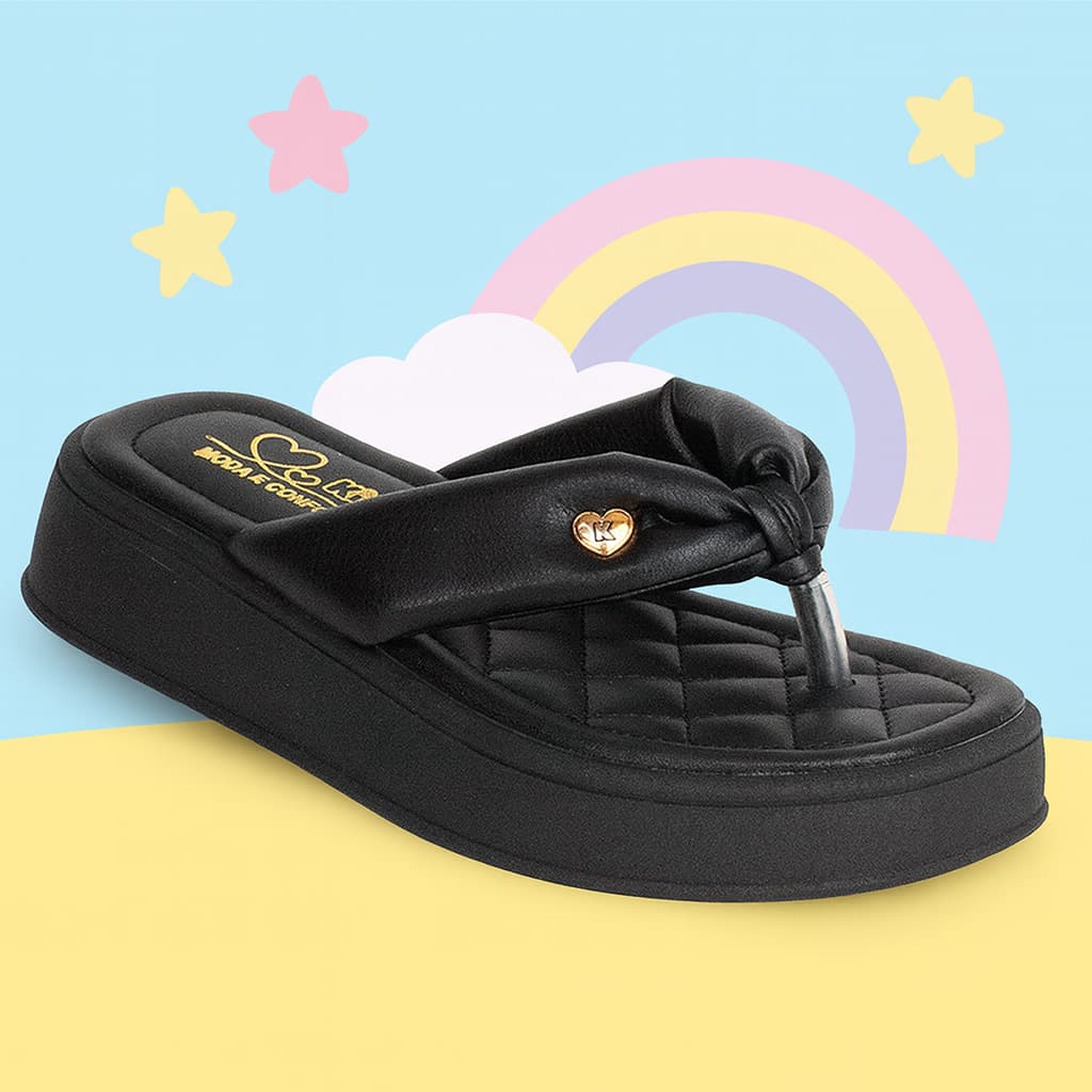 Sandália Papete Infantil Meninas Kidy Flatform Coração Confortável Anatômico Antiderrapante