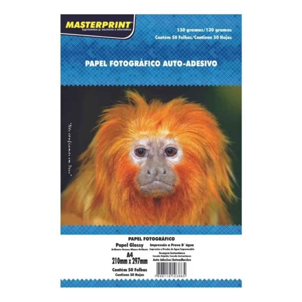 PAPEL FOTOGRAFICO AUTO-ADESIVO A4 50 FOLHAS (210mm297mm)  130g/m²