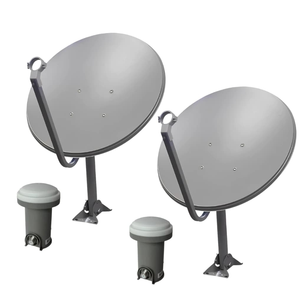 Kit 2 Antena Digital Parabólica Chapa 60cm Ku 5g + 2 Lnbf Universal