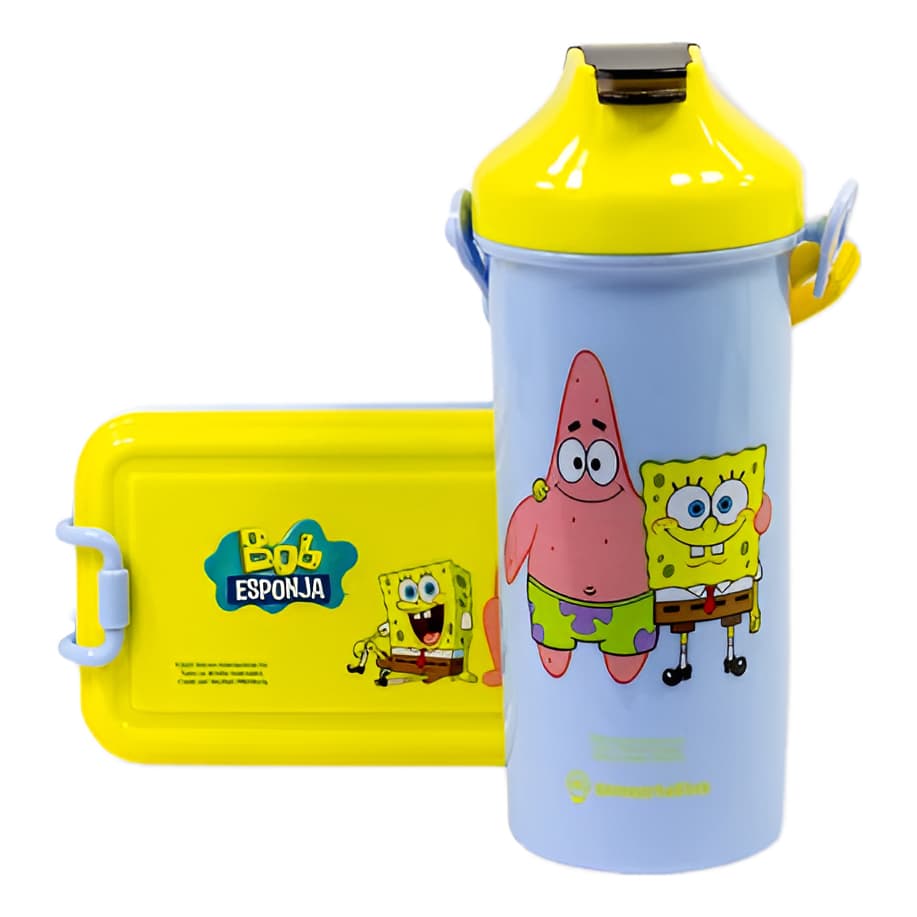 Kit Lancheira Marmita Talher E Garrafa Agua Infantil Escolar
