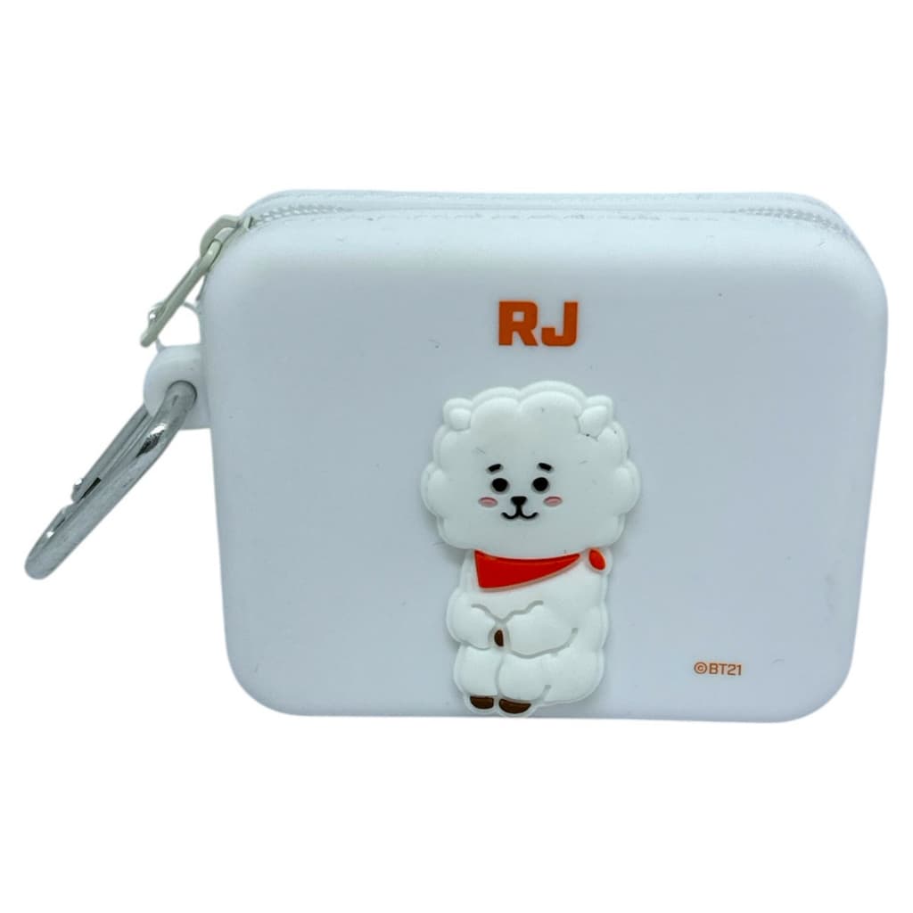 Porta Moedas Fofo RJ BT21 Silicone com Mosquetão Miniso