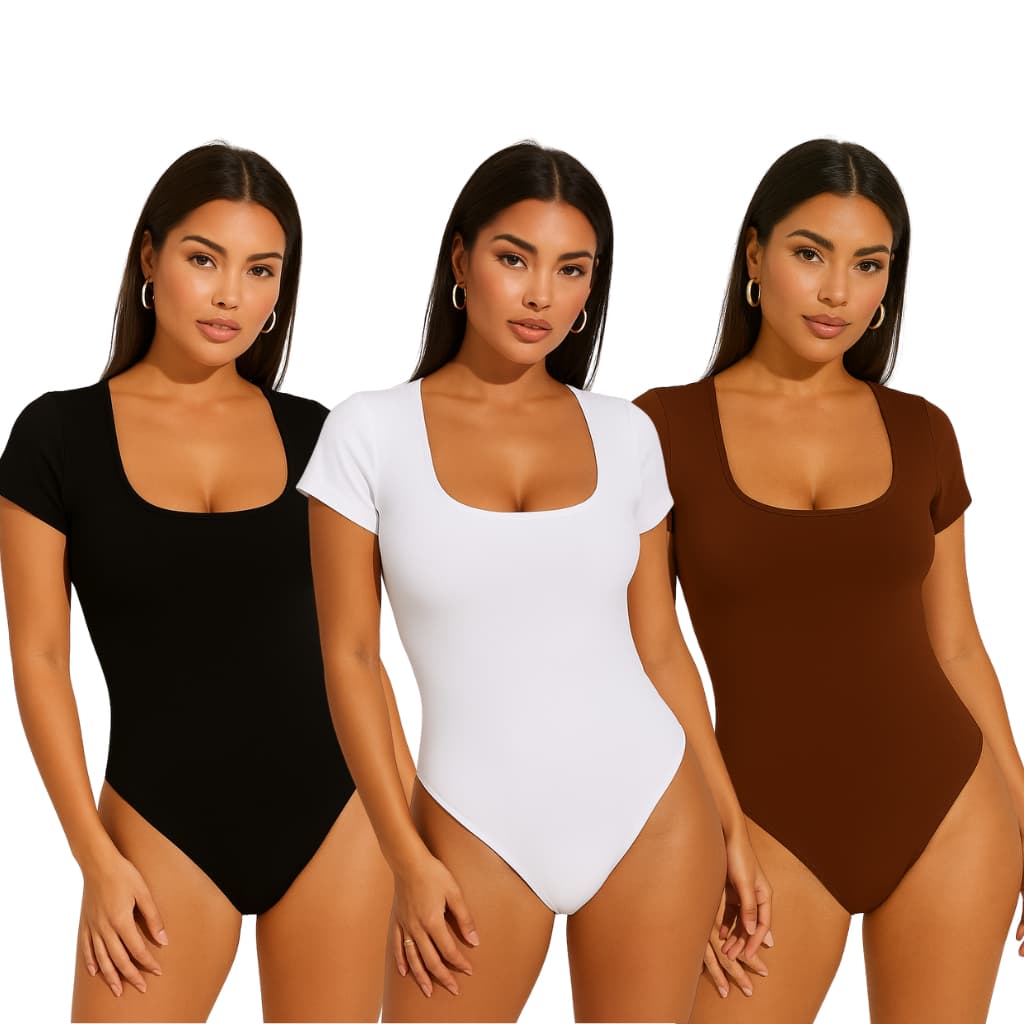 Kit 2 Body Decote Quadrado Cavado Suplex Premium Tendência Verão