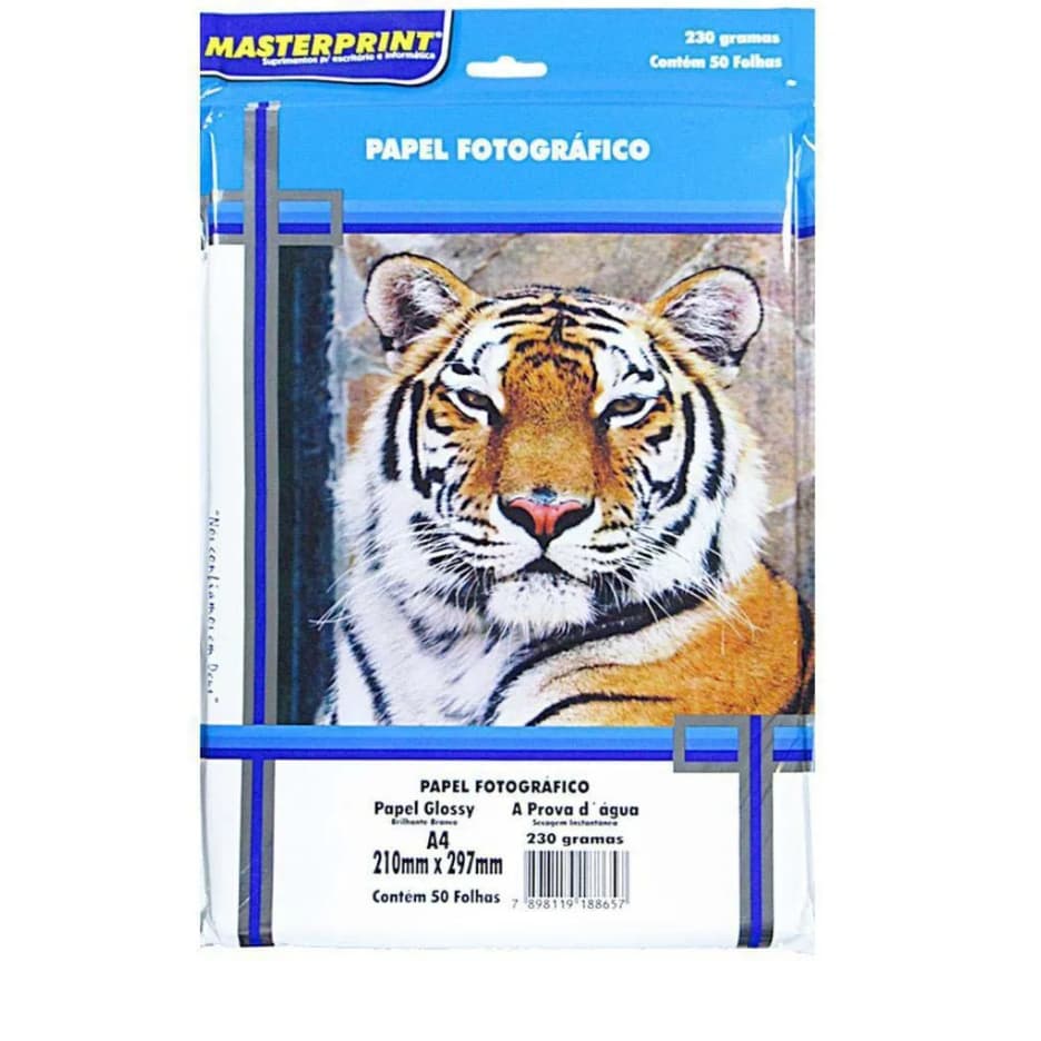 Papel Fotográfico Masterprint 230g Glossy A4 pacote 50 Folhas