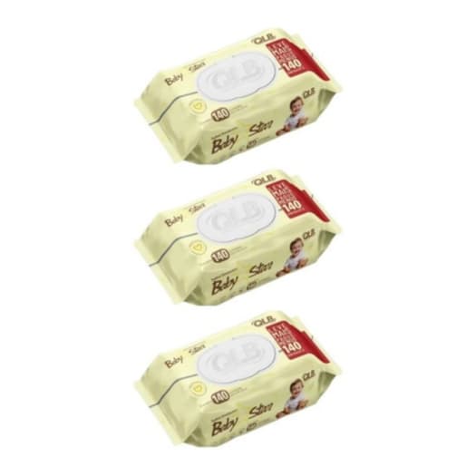 Kit com 3 Toalhas Umedecida Baby Star com 140 Unidades QLB