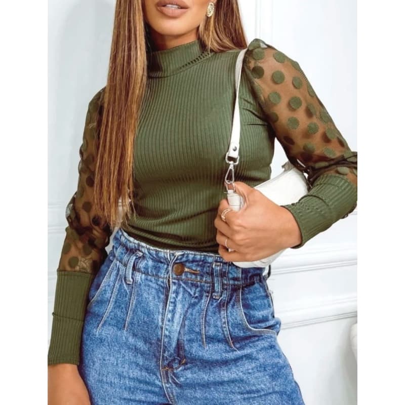 Blusa manga tule elegante blusa canelada casual versatil TAM M a GG blusa plus size elegante blusa plus size escritório