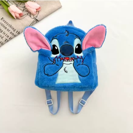 Mochila Infantil 3D Pelúcia Stitch | Macia e Leve | Escolar Passeio | Presente Fofo