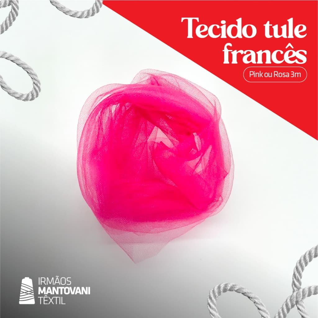Tecido Tule Francês – 3m | Pink com Brilho, Fantasias, Decoração, Costura