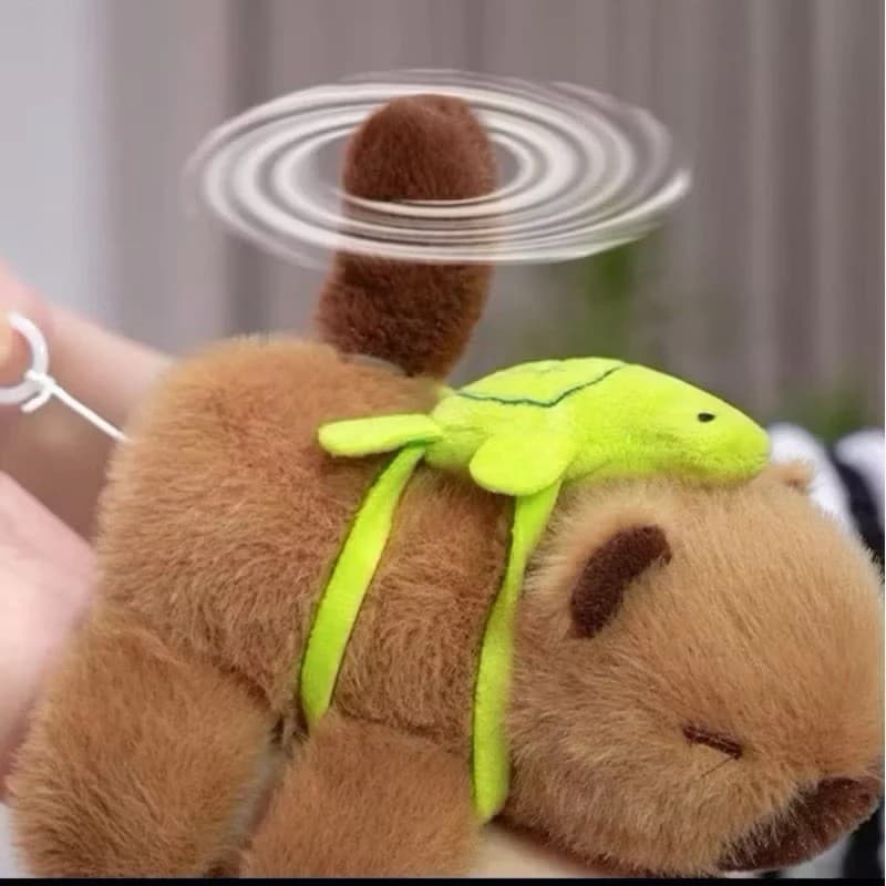 Pulseira de Pelúcia De Capivara, Brinquedo De Capivara Com Mochila De Tartaruga Com Cauda Giratória