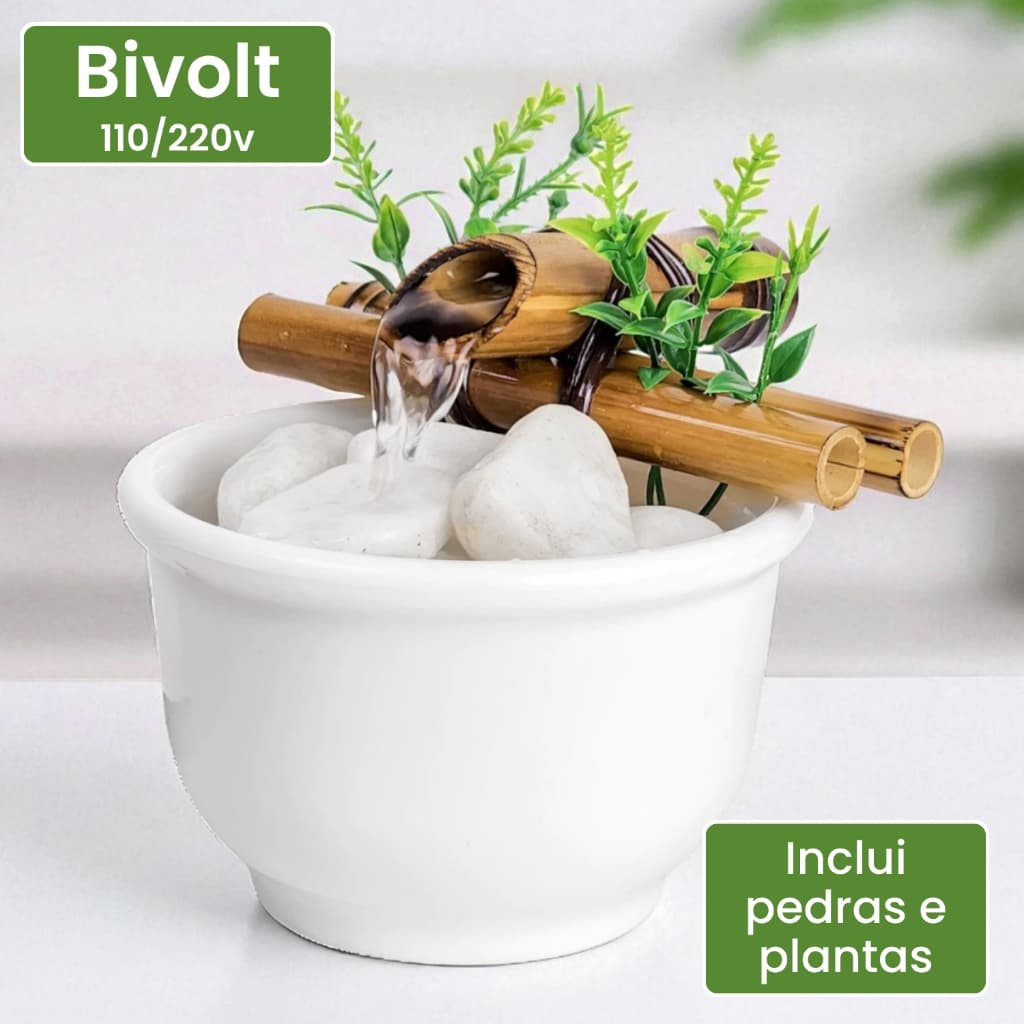 Fonte De Agua Cascata Biqueira Em Bambu Decoracao Novidade