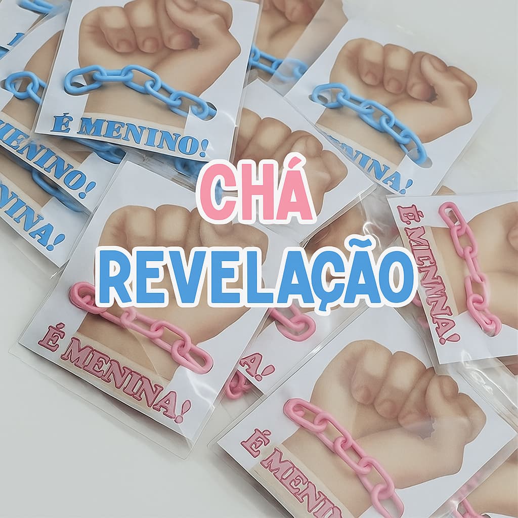 PULSEIRA REVELAÇÃO CHÁ DE BEBÊ REVELAÇÃO MENINA MENINO