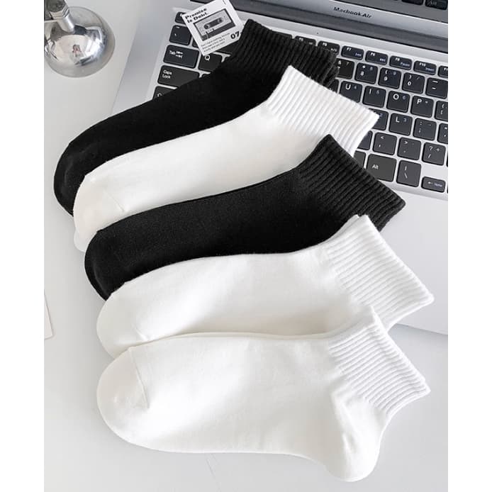 Kit 3-6-12 pares soquete Meias masculinas cano curta pretas e brancas