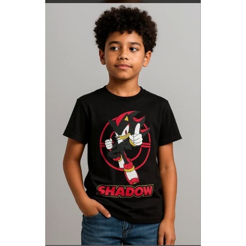 Camiseta Infantil Sonic Shadow Filme Manga Curta 100% Algodão