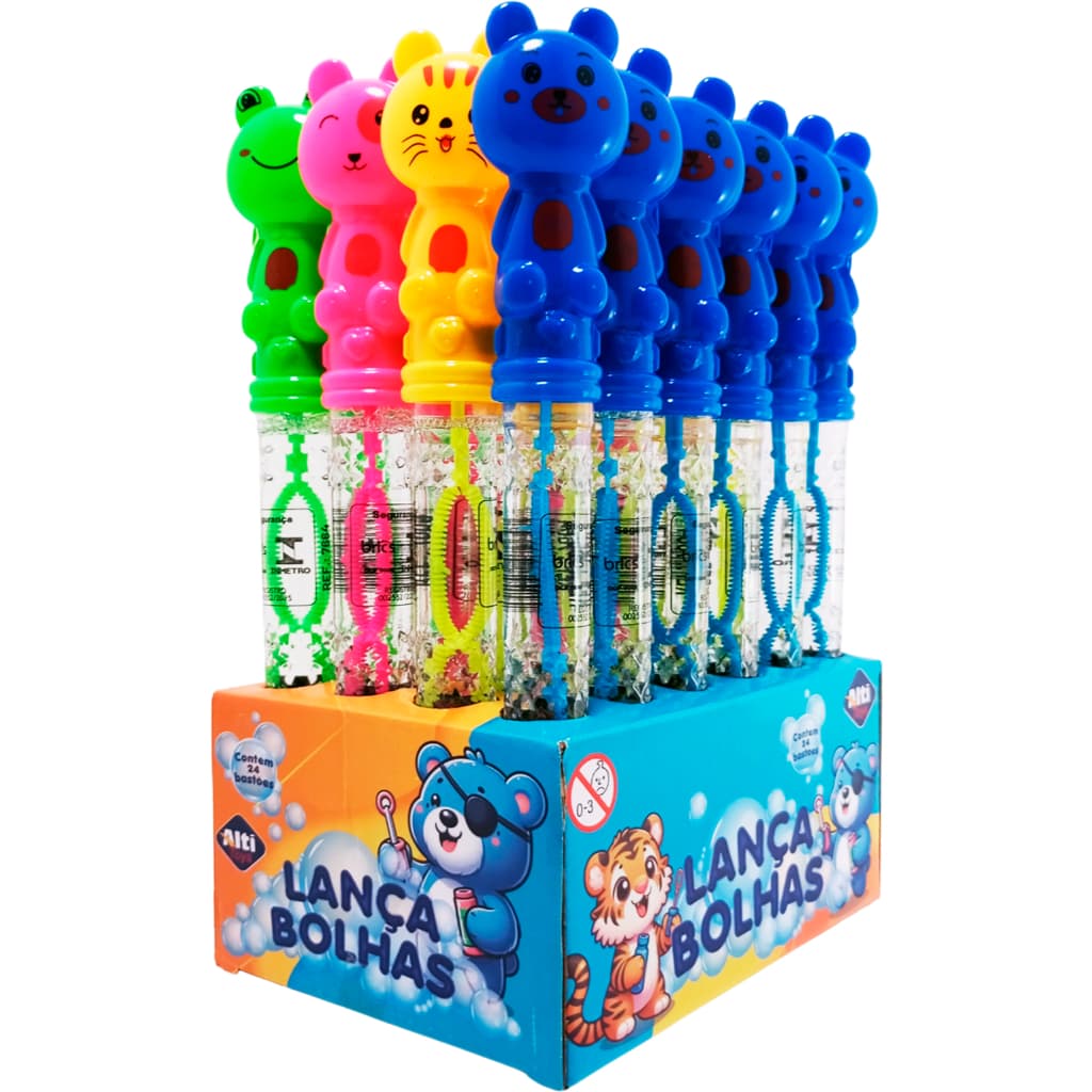 Kit Lança Bolhas Infantil – Diversão com Bastões Coloridos e Solução Inclusa