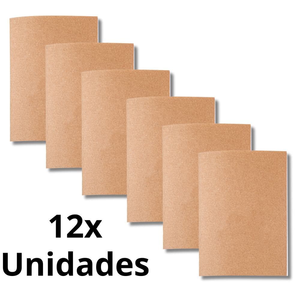 Kit 12x Cadernetas Kraft Sem Pauta Capa Flex 40 Pág Pólen A5
