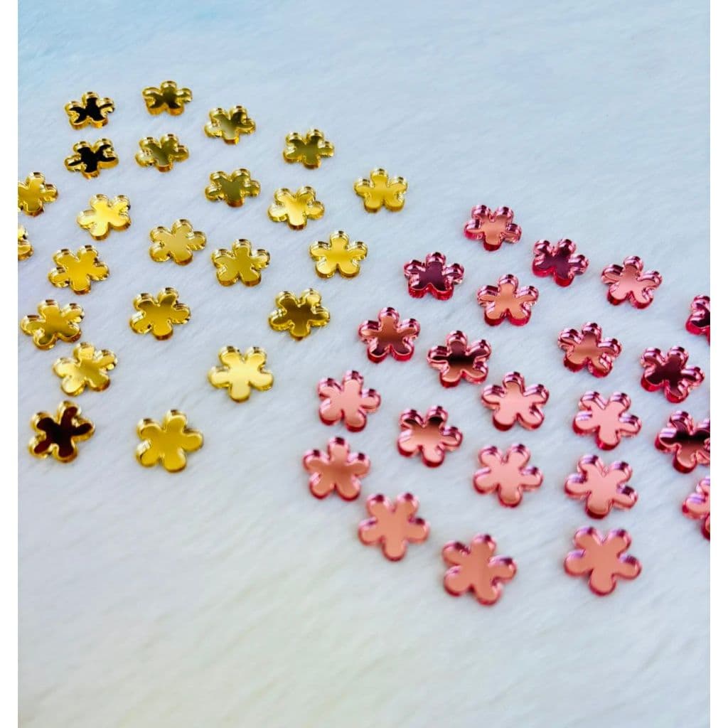 50/100/150 mini apliques flor 1cmx1cm em acrílico espelhado - TAG - APLIQUE - TEMA FLOR