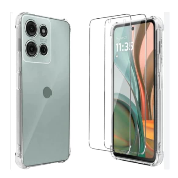 Capa ou Kit Capa Anti Impacto Transparente + Pelicula 3D para Motorola Moto G15 / G17