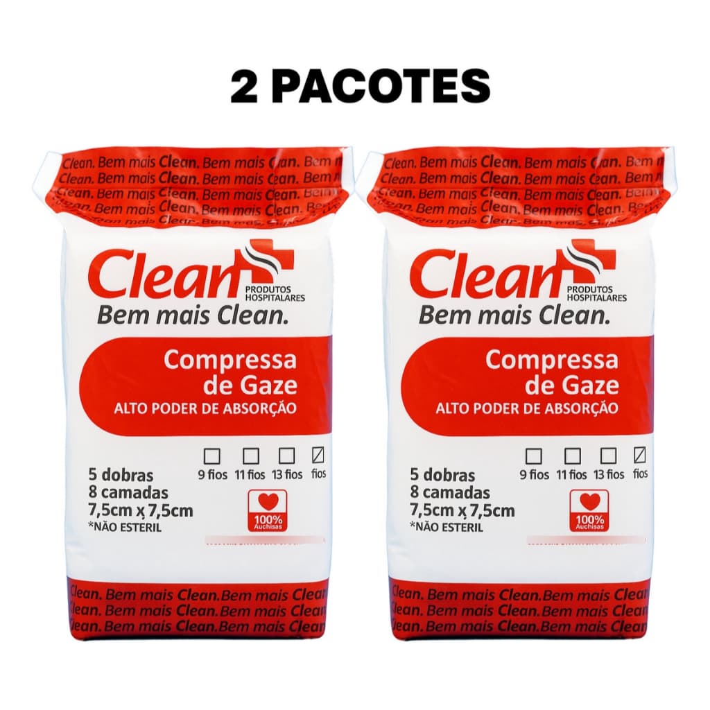 2 Pacotes Gaze Clean Bem Mais - 480 Gramas - 1.000 Unidades