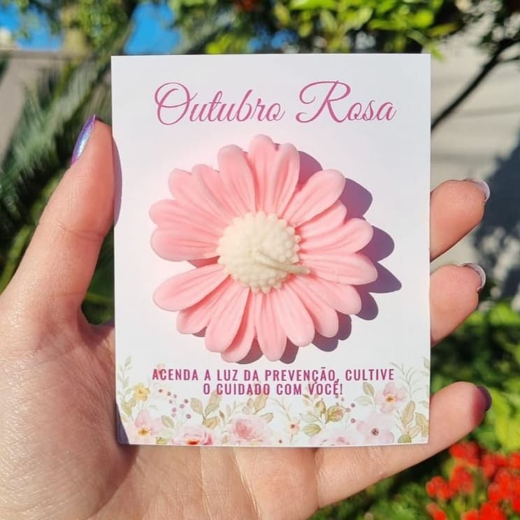 Lembrancinha Outubro Rosa - Vela Margarida - Unitária