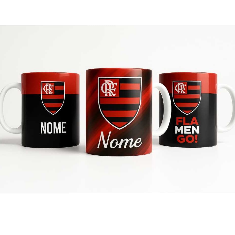 Caneca _Time_ de Futebol_ Porcelana _Personalizada_ com Seu Nome - Envio imediato