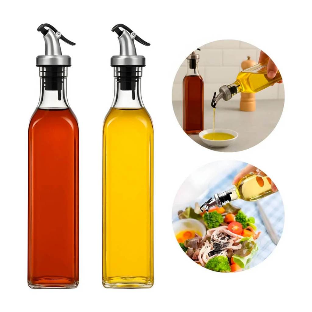 Kit 2 Galheteiro Porta Azeite Vinagre Molhos Vidro 300ml Bico Dosador Vedação Precisa Mesa Cozinha