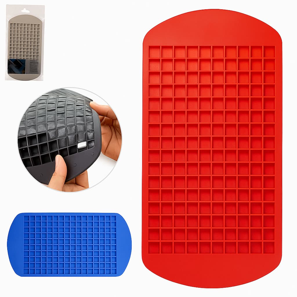 Forma de Gelo Silicone 160 Cubos Pequenos Quadrados Flexível para Drinks Whisky Cozinha Bar