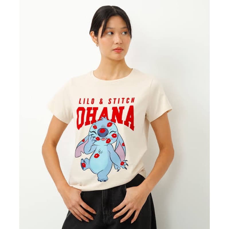 Tshirt Basica Lilo Stitch Personagens Manga Curta Blusa Algodão Camisa Feminina Camiseta Babylook